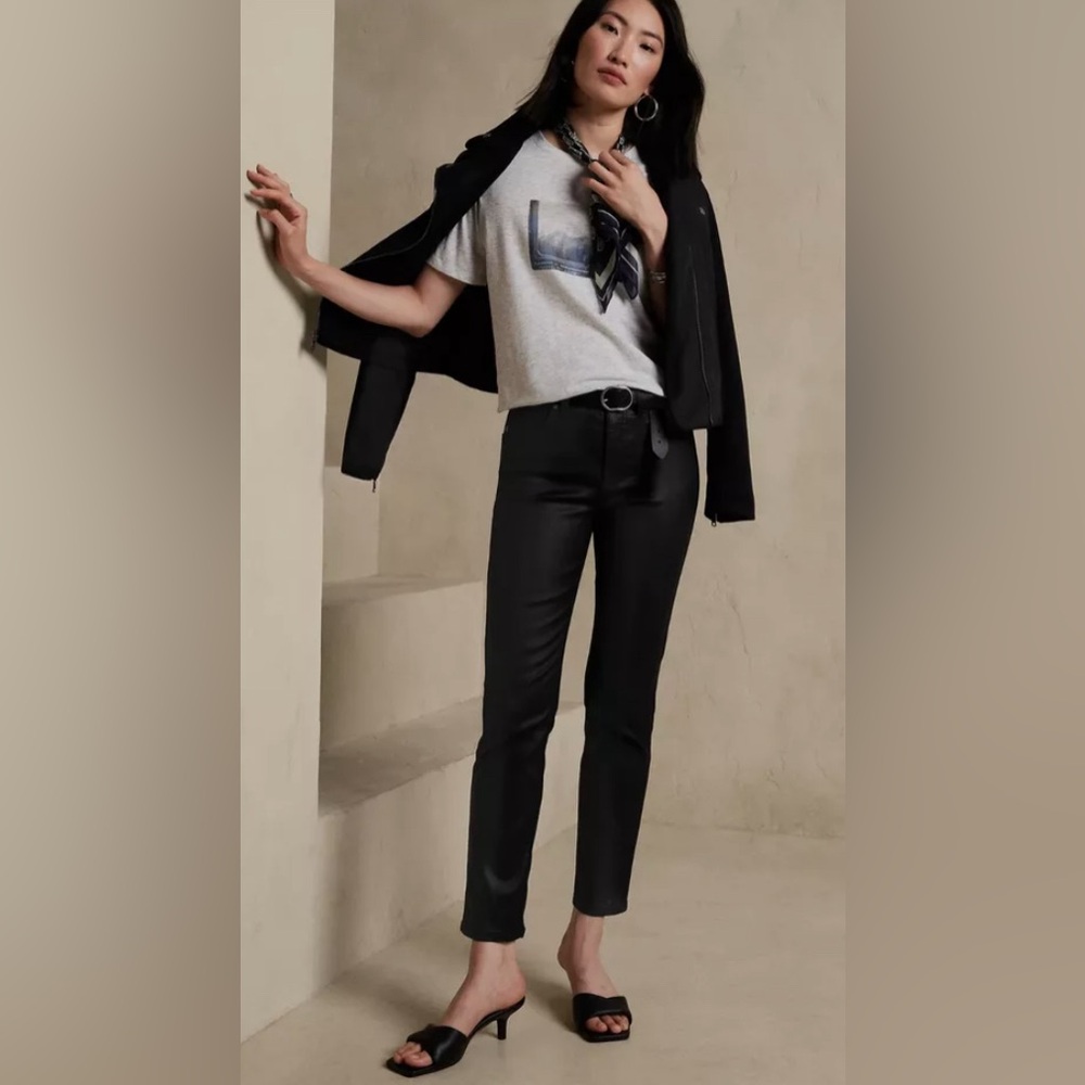 Banana Republic Coated Black Jeans NWT